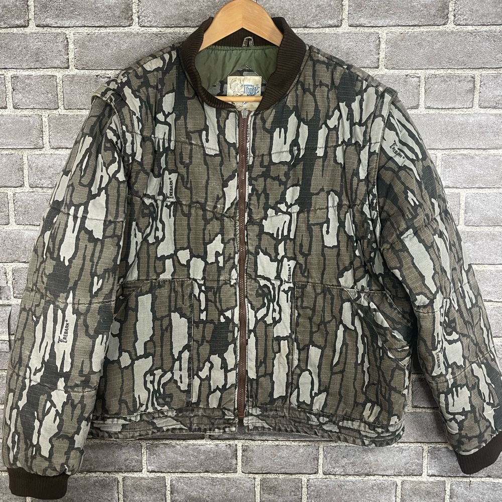 Vintage Trophy Club Mossy Oak Camo Quilted Jacket Men’s XL Bomber Hunting USA